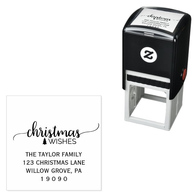 Simple Black Calligraphy Christmas Return Address Self-inking Stamp