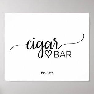 Simple Black Calligraphy Cigar Bar Sign