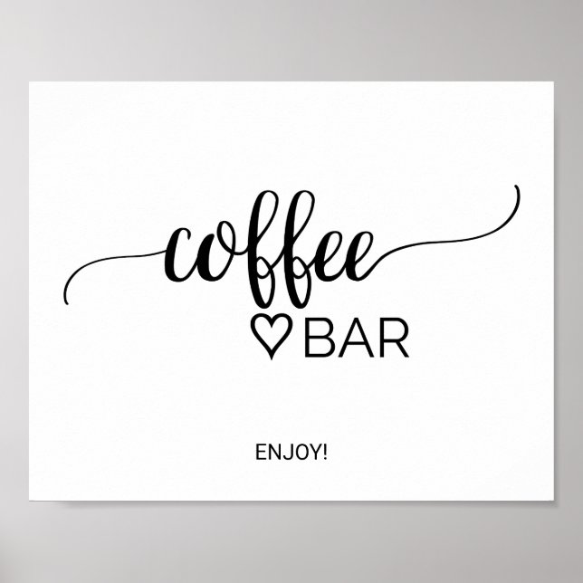 Simple Black Calligraphy Coffee Bar Sign (Front)