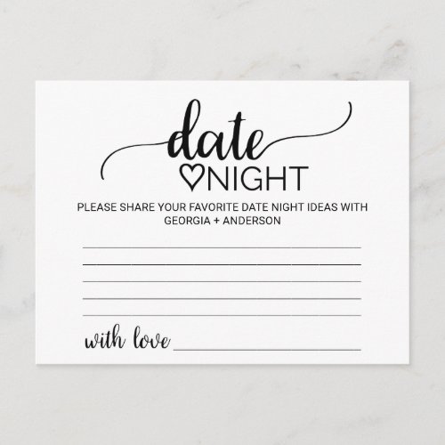 Simple Black Calligraphy Date Night Idea Cards