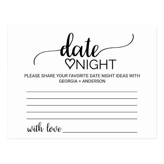 Simple Black Calligraphy Date Night Idea Cards 