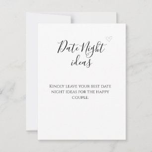 Simple black calligraphy date night ideas advice card
