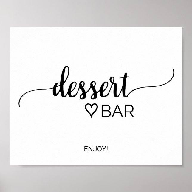 Simple Black Calligraphy Dessert Bar Sign (Front)