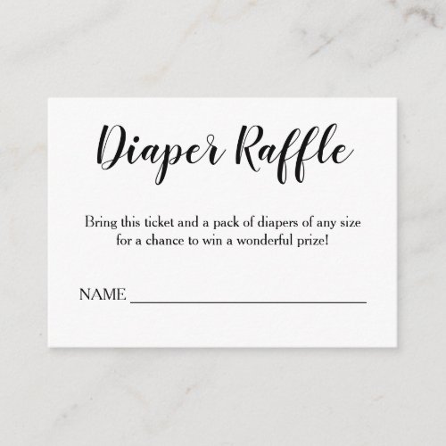 Simple Black Calligraphy Diaper Raffle Insert