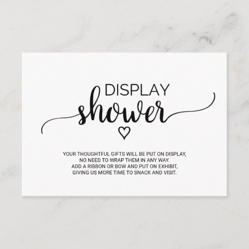 Simple Black Calligraphy Display Shower Enclosure Card