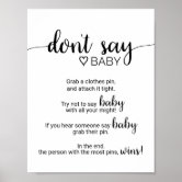 Minimalist Hand Lettering Don't Say Baby Baby Shower Game INSTANT