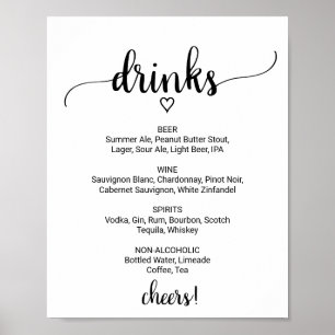 Simple Black Calligraphy Drink Menu Sign