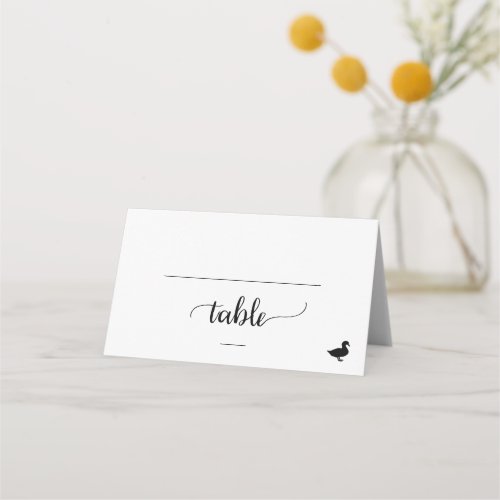 Simple Black Calligraphy Duck Meal Option Wedding Place Card