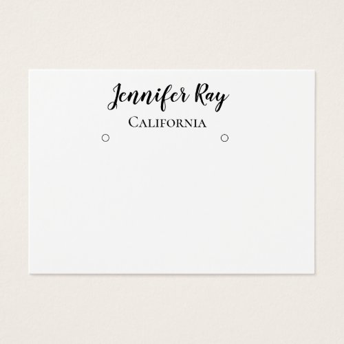 simple black calligraphy earring display cards