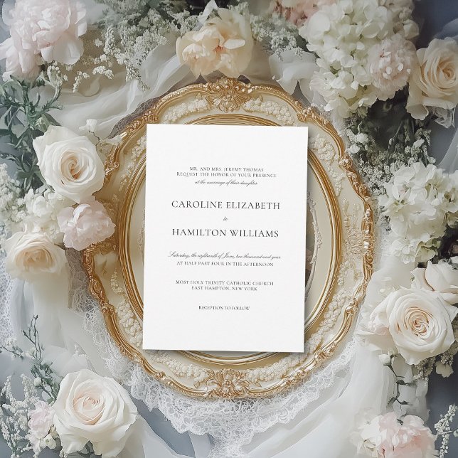 Simple Black Calligraphy Elegant White Wedding Invitation (Creator Uploaded)