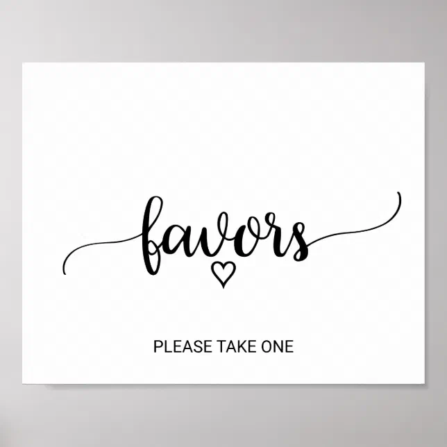 Simple Black Calligraphy Favors Poster | Zazzle