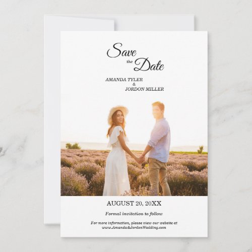 Simple Black Calligraphy Frame Photo Save The Date