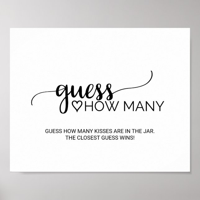 Simple Black Calligraphy Guess How Many Sign (Front)