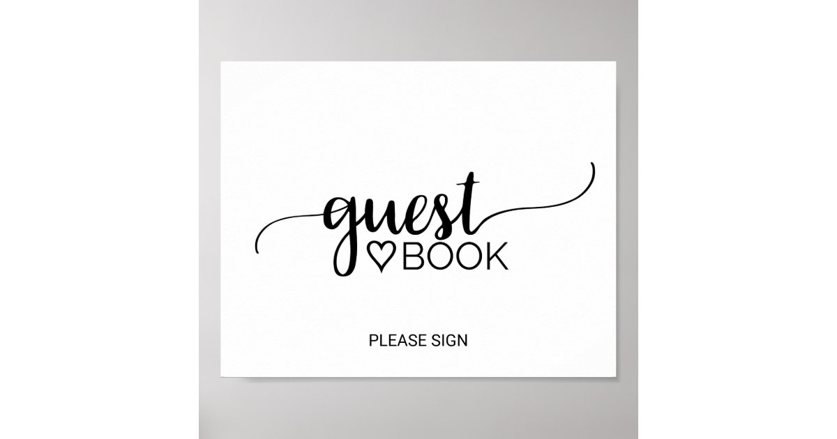 Simple Black Calligraphy Guest Book Sign Zazzle
