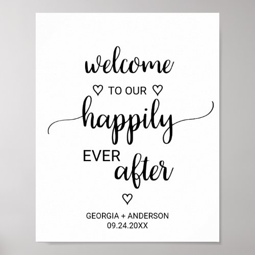 Simple Black Calligraphy Happily Ever After Poster