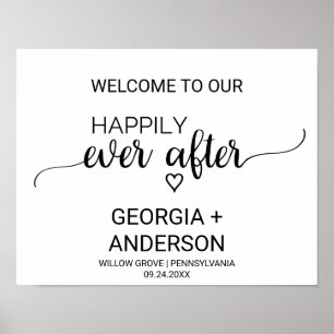 Simple Black Calligraphy Happily Ever After Sign