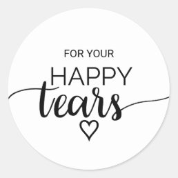 Simple Black Calligraphy Happy Tears Tissue Classic Round Sticker