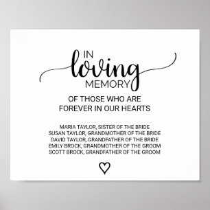 Simple Black Calligraphy In Loving Memory Sign