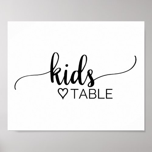Simple Black Calligraphy Kids Table Sign