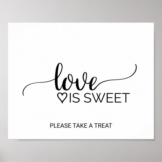 Simple Black Calligraphy Love is Sweet Sign (Front)