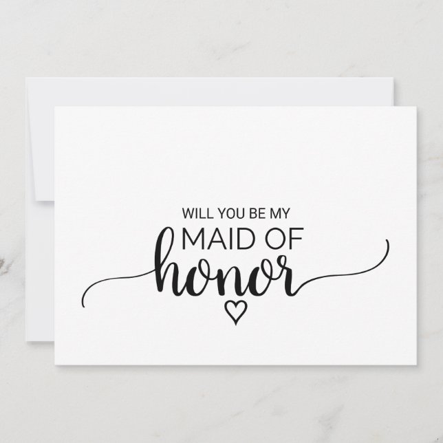 Simple Black Calligraphy Maid Of Honor Proposal Invitation (Front)