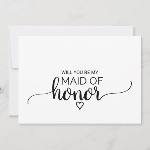 Simple Black Calligraphy Maid Of Honor Proposal Invitation