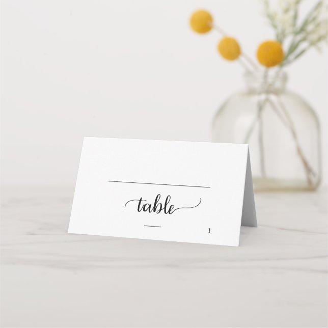 Simple Black Calligraphy Meal Option Wedding Place Card (Front)