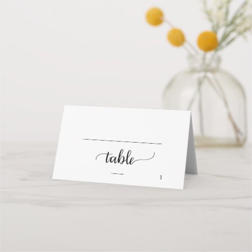 Simple Black Calligraphy Meal Option Wedding Place Card