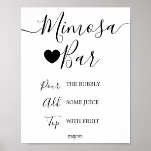 Simple Black Calligraphy Mimosa Bar Sign