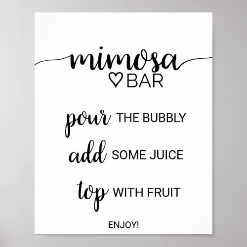 Simple Black Calligraphy Mimosa Bar Sign