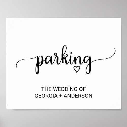 Simple Black Calligraphy Parking Sign