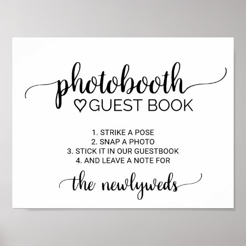 Simple Black Calligraphy Photobooth Guest Book