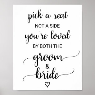 Simple Black Calligraphy Pick A Seat Sign