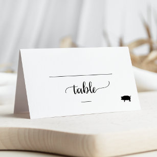 Simple Black Calligraphy Pork Meal Option Wedding Place Card