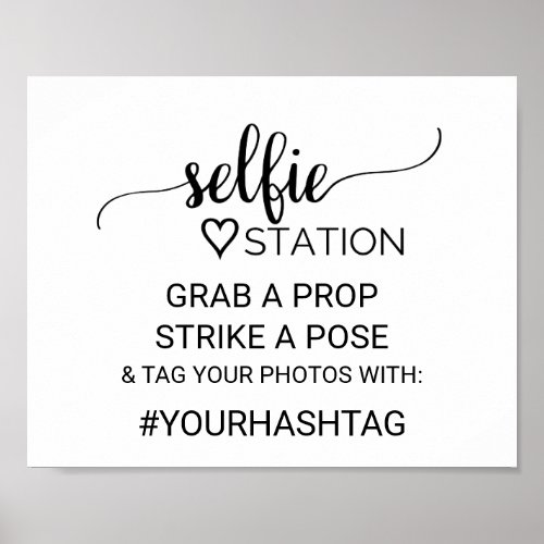 Simple Black Calligraphy Selfie Station Sign