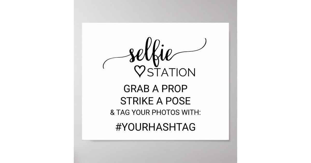 Simple Black Calligraphy Selfie Station Sign | Zazzle.com