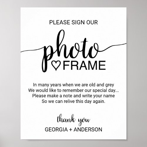 Simple Black Calligraphy Sign Our Photo Frame