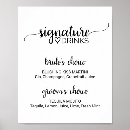 Simple Black Calligraphy Signature Drinks Sign