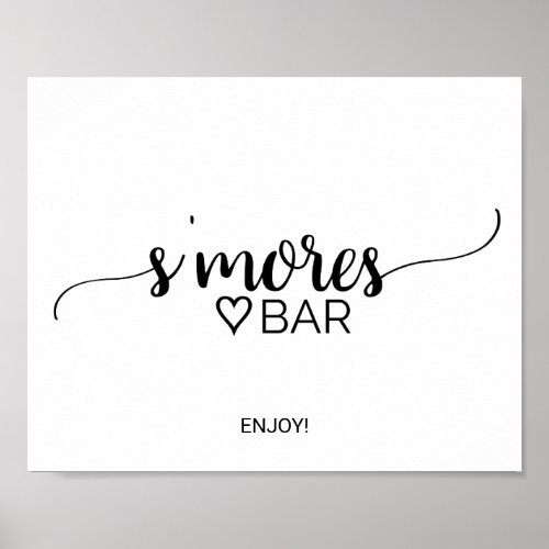 Simple Black Calligraphy Smores Bar Sign