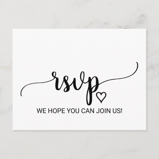 Simple Black Calligraphy Song Request RSVP Invitation Postcard
