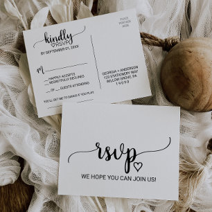 Simple Black Calligraphy Song Request RSVP Invitation Postcard