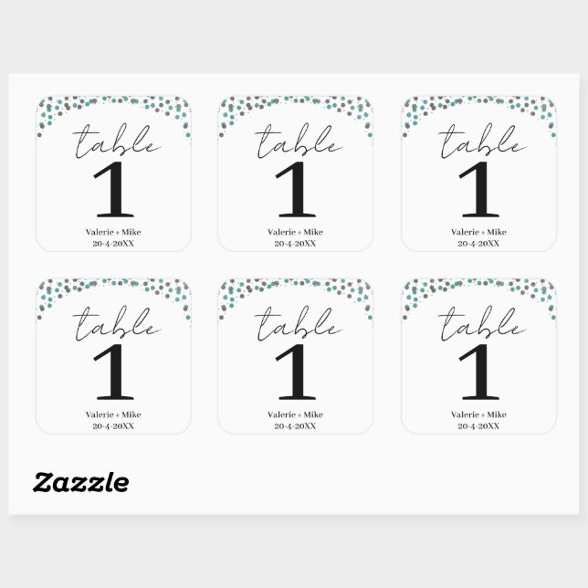Simple Black Calligraphy Table Numbers Wedding  Square Sticker (Sheet)