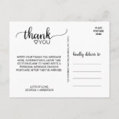 Simple Black Calligraphy Thank You Postcard (Back)