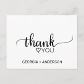Simple Black Calligraphy Thank You Postcard (Front)