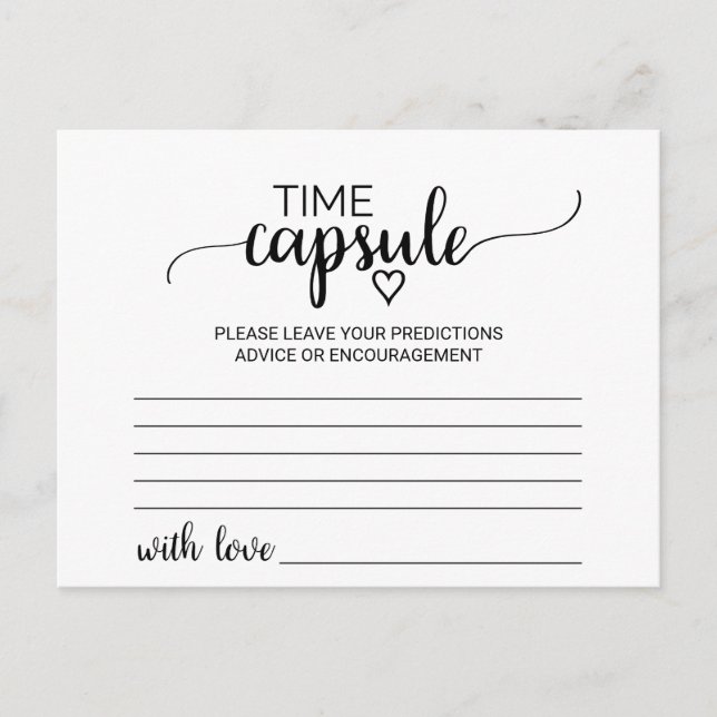 Simple Black Calligraphy Time Capsule Cards (Front)
