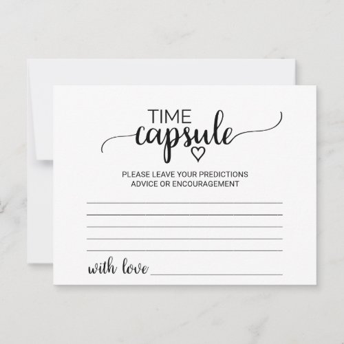 Simple Black Calligraphy Time Capsule Cards