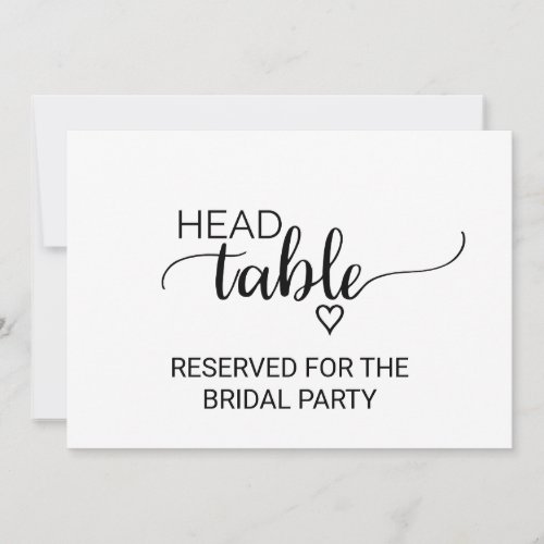 Simple Black Calligraphy Wedding Head Table Sign Invitation
