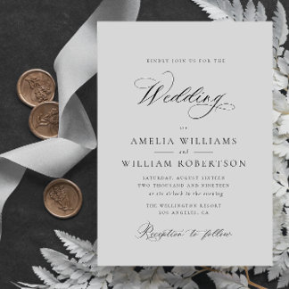 simple black calligraphy wedding invitation