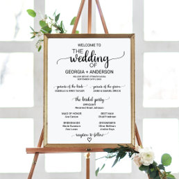 Simple Black Calligraphy Wedding Program Poster