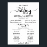 Simple Black Calligraphy Wedding Program Poster<br><div class="desc">This simple black calligraphy wedding program poster is perfect for a rustic wedding. The minimalist design features an elegant brush script font and a lovely feminine heart. Include the name of the bride and groom, the wedding date and location, names of the parents and the bridal party. If you have...</div>